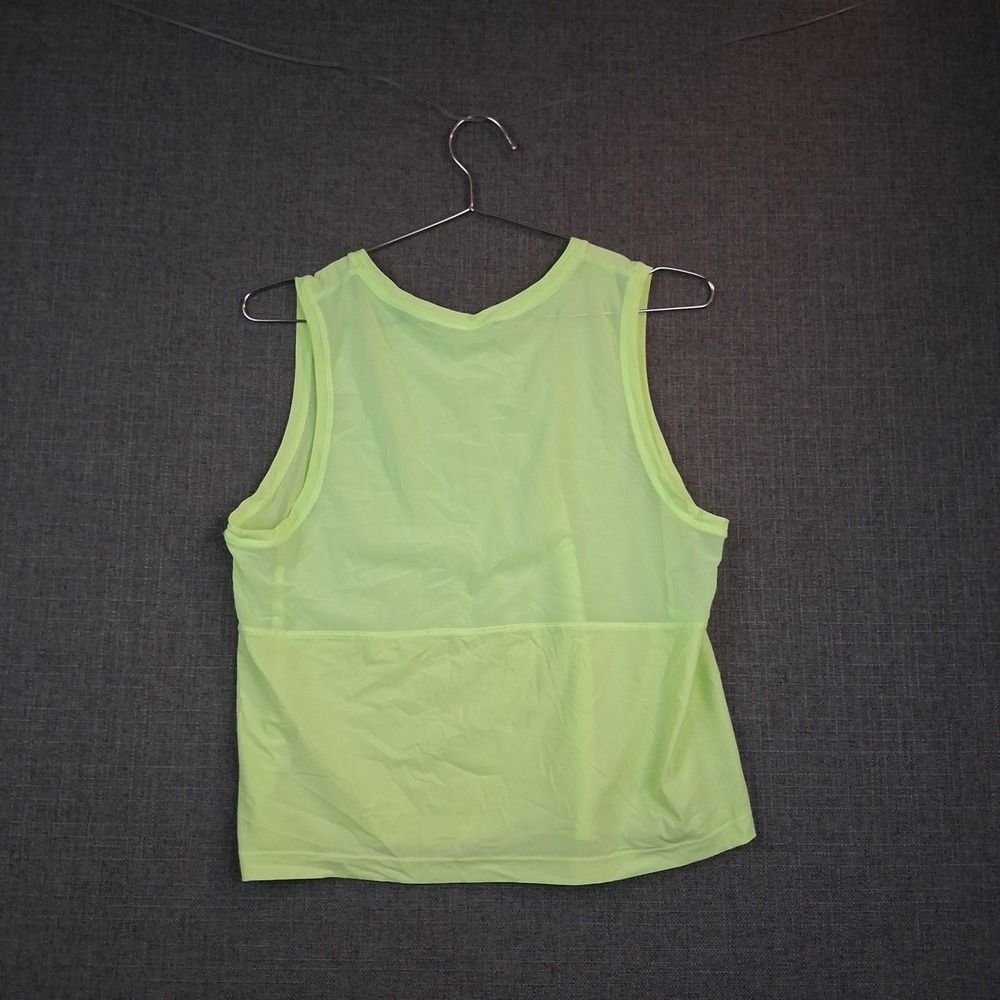 Neon Lime Green Athletic Muscle Tank Top Sleeveless Running Gym Shirt Womens M